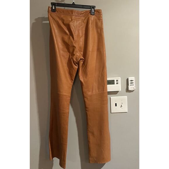 Cache Leather Pants Sz 8 Rock‎ Western Concert Party Camel Bootcut Y2K NOTE - Picture 2 of 10